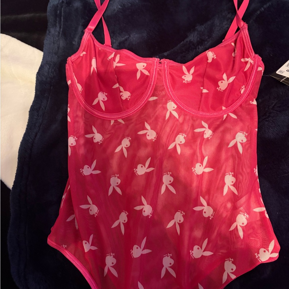 pink playboy bodysuit